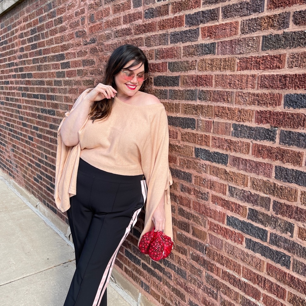 Black Track Pants with Pink Ribbon Stripes - Picture 9 of 10